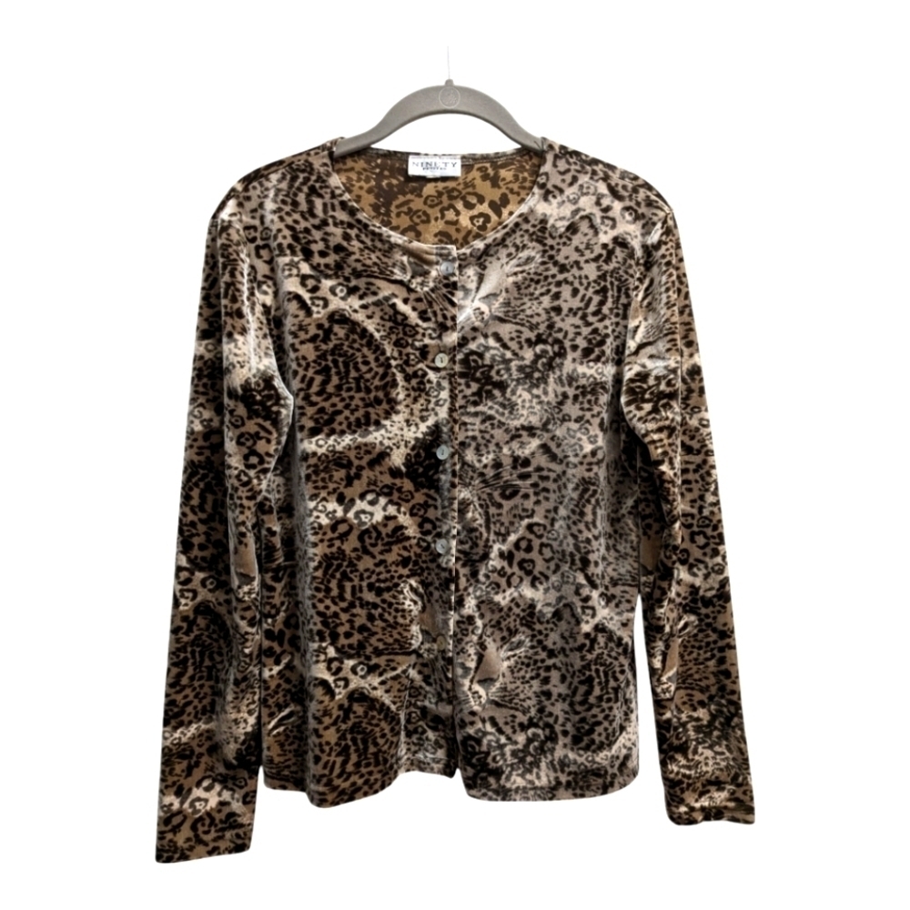 Leopard animal print velour button down sweater mobwife cardigan